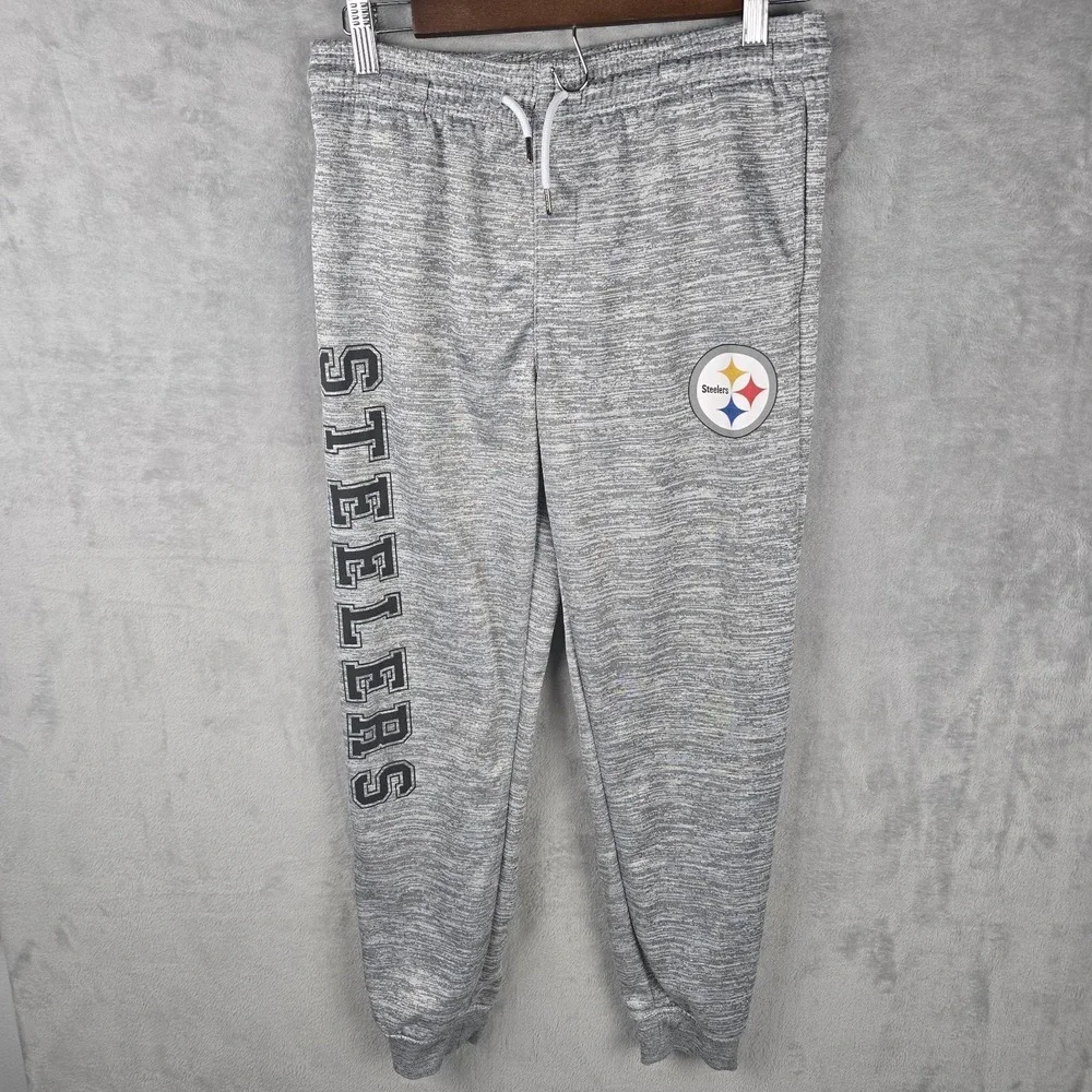 NFL Team Apparel Pittsburgh Steelers Kids Grey Space Dye Joggers‎ Size 18-20